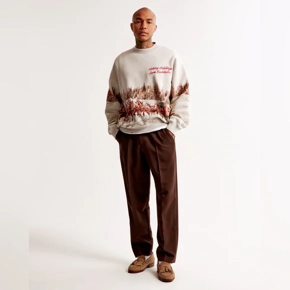 Abercrombie Budweiser Clydesdale Horse Graphic CrewSweatshirt